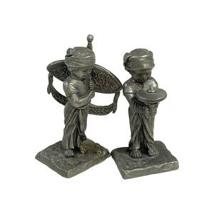 Selangor Pewter Figurines Set of 2 Boys with Kite and Spinning Top Lot Trinket